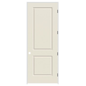 Trimlite 28" x 96" Primed 2-Panel Carrera Molded Solid Core 4-9/16" Jamb Left Hand Prehung Door with Black Hinges Primed