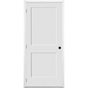 Trimlite 30" by 80" 2-Panel Shaker Right Handed Interior Prehung Fire Rated Passage Door with Satin Nickel Hinges and 4 9/16" Door Jamb - Mill Sill Primed