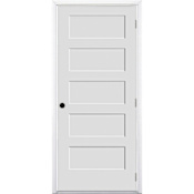 Trimlite 30" by 80" 5-Panel Shaker Left Handed Interior Prehung Fire Rated Passage Door with Satin Nickel Hinges and 7 1/4" Door Jamb - Bronze Sill Primed