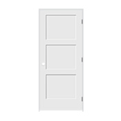 Trimlite 30" by 80" 3-Panel Shaker Left Handed Interior Prehung Fire Rated Passage Door with Black Hinges and 6 9/16" Door Jamb - Bronze Sill Primed