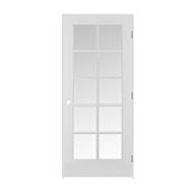 Trimlite 30" by 80" 10 Clear Glass Lite Left Handed Ovolo Edge Interior French Door with Oil Rubbed Bronze Hinges and 4-9/16" Door Jamb Primed