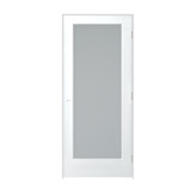 Trimlite 30" by 80" 1 Frosted Glass Lite Left Handed Ovolo Edge Interior French Door with Satin Nickel Hinges and 6-9/16" Door Jamb Primed
