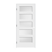Trimlite 30" by 80" 5-Lite Shaker Right Handed Interior Prehung Passage Door with Black Hinges and 4-9/16" Door Jamb Primed