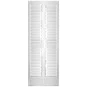 Trimlite 30" W x 80" H Plantation Full Louver Primed Solid Core Interior Bi-Fold Door and Hardware Kit Primed