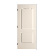 Trimlite 30" x 80" Primed 2-Panel Arch Top Caiman Molded Hollow Core 7-1/4" Jamb Right Hand Prehung Door with Oil Rubbed Bronze Hinges Primed
