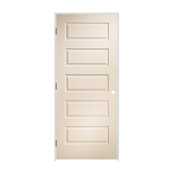 Trimlite 30" x 80" Primed 5-Panel Rockport Molded Hollow Core 4-9/16" Jamb Right Hand Prehung Door with Black Hinges Primed