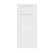 Trimlite 30" by 84" Shaker 5 Panel Left Handed Interior Prehung Passage Door with Satin Nickel Hinges and 4-9/16" Door Jamb Primed