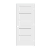 Trimlite 30" by 84" Shaker 5 Panel Left Handed Interior Prehung Passage Door with Black Hinges and 4-9/16" Door Jamb Primed