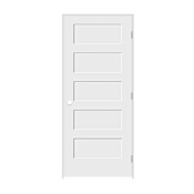 Trimlite 30" by 84" Shaker 5 Panel Left Handed Interior Prehung Passage Door with Brushed Chrome Hinges and 4-9/16" Door Jamb Primed