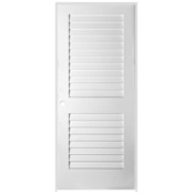 Trimlite 30" W x 84" H Plantation Full Louver Primed Solid Core 4-9/16" Jamb Right Handed Interior Pre Hung Passage Door with Satin Nickel Hinges Primed