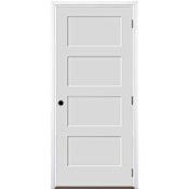 Trimlite 32" by 80" 4-Panel Shaker Left Handed Interior Prehung Fire Rated Passage Door with Oil Rubbed Bronze Hinges and 4 9/16" Door Jamb - Mill Sill Primed