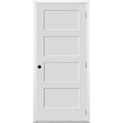 Trimlite 32" by 80" 4-Panel Shaker Left Handed Interior Prehung Fire Rated Passage Door with Satin Nickel Hinges and 7 1/4" Door Jamb - Bronze Sill Primed