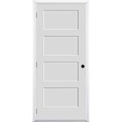 Trimlite 32" by 80" 4-Panel Shaker Right Handed Interior Prehung Fire Rated Passage Door with Satin Nickel Hinges and 4 9/16" Door Jamb - Bronze Sill Primed
