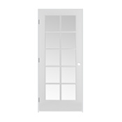 Trimlite 32" by 80" 10 Clear Glass Lite Right Handed Ovolo Edge Interior French Door with Black Hinges and 4-9/16" Door Jamb Primed