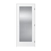 Trimlite 32" x 80" Reed Glass 1 Lite Primed Prehung Left Interior French Passage Door with Black Hinges and 6-9/16" Door Jamb Primed