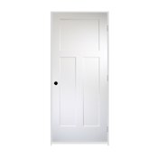 Trimlite 32" by 80" 3 Panel Bevel Shaker Left Handed Interior Prehung Passage Door with Brushed Chrome Hinges and 4-9/16" Door Jamb Unfinished
