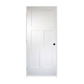 Trimlite 32" by 80" 3 Panel Bevel Shaker Right Handed Interior Prehung Passage Door with Satin Nickel Hinges and 4-9/16" Door Jamb Unfinished