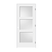 Trimlite 32" by 80" 3-Lite Shaker Left Handed Interior Prehung Passage Door with Black Hinges and 4-9/16" Door Jamb Primed