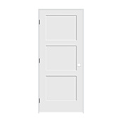 Trimlite 32" by 80" Shaker 3-Panel Right Handed Interior Pre-Hung Passage Door with Black Hinges and 7-1/4" Door Jamb Primed