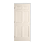 Trimlite 32" x 80" x 1-3/8" Primed 6-Panel Colonist Molded Textured Hollow Core 7-1/4" RH Prehung Door with Satin Nickel Hinges Primed