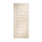 Trimlite 32" x 80" Primed 5-Panel Rockport Molded Hollow Core 4-9/16" Jamb Left Hand Prehung Door with Brushed Chrome Hinges Primed