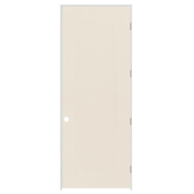 Trimlite 32" x 96" Primed Hardboard Hollow Core Flush 4-9/16" Jamb Left Hand Prehung Door with Satin Nickel Hinges Primed