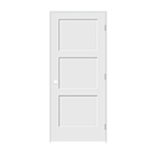 Trimlite 36" by 80" 3-Panel Shaker Left Handed Interior Prehung Fire Rated Passage Door with Satin Nickel Hinges and 4 9/16" Door Jamb - Mill Sill Primed