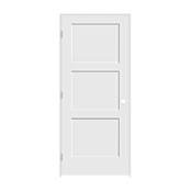 Trimlite 36" by 80" 3-Panel Shaker Right Handed Interior Prehung Fire Rated Passage Door with Satin Nickel Hinges and 6 9/16" Door Jamb - Mill Sill Primed