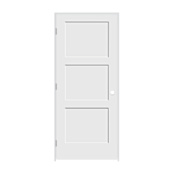 Trimlite 36" by 80" 3-Panel Shaker Right Handed Interior Prehung Fire Rated Passage Door with Brushed Chrome Hinges and 4 9/16" Door Jamb - Bronze Sill Primed