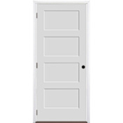Trimlite 36" by 80" 4-Panel Shaker Right Handed Interior Prehung Fire Rated Passage Door with Black Hinges and 7 1/4" Door Jamb - Mill Sill Primed