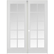 Trimlite 72" by 80" 20 Clear Glass Lite Right Hand Active Ovolo Edge Interior Double French Door with Astragal, Black Hinges and 4-9/16" Door Jamb Primed