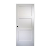 Trimlite 36" by 80" 3 Panel Bevel Shaker Left Handed Interior Prehung Passage Door with Satin Nickel Hinges and 6-9/16" Door Jamb Unfinished