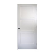 Trimlite 36" by 80" 3 Panel Bevel Shaker Left Handed Interior Prehung Passage Door with Black Hinges and 4-9/16" Door Jamb Unfinished