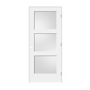 Trimlite 36" by 80" 3-Lite Shaker Left Handed Interior Prehung Passage Door with Brushed Chrome Hinges and 6-9/16" Door Jamb Primed