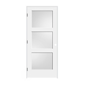 Trimlite 36" by 80" 3-Lite Shaker Right Handed Interior Prehung Passage Door with Oil Rubbed Bronze Hinges and 7-1/4" Door Jamb Primed