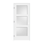 Trimlite 36" by 80" 3-Lite Shaker Right Handed Interior Prehung Passage Door with Black Hinges and 4-9/16" Door Jamb Primed