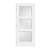Trimlite 36" by 80" 3-Lite Shaker Right Handed Interior Prehung Passage Door with Brushed Chrome Hinges and 4-9/16" Door Jamb Primed