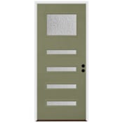 Trimlite Contemporary 38" by 82" Water Glass Left Handed Pre-Hung Entry Door with 6-9/16" Door Jamb, Oil Rubbed Bronze Hinges, and Bronze Sill Primed