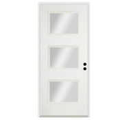 Trimlite 36"W x 80"H Clear 3 Lite Contemporary Left Handed Exterior Prehung Entry Door with Black Hinges, 6-9/16" Door Jamb, and Mill Sill Primed