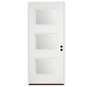 Trimlite 36"W x 80"H Rain 3 Lite Contemporary Left Handed Exterior Prehung Entry Door with Oil Rubbed Bronze Hinges, 4-9/16" Door Jamb, and Bronze Sill Primed