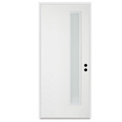 Trimlite 36"W x 80"H Etched 1 Lite Contemporary Left Handed Exterior Prehung Entry Door with Satin Nickel Hinges, 4-9/16" Door Jamb, and Mill Sill Primed