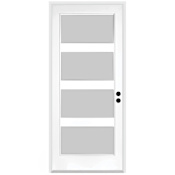 Trimlite 36" W x 80" H Etched 4-Lite Contemporary Left-Hand Inswing Exterior Prehung Entry Door with Black Hinges, 4-9/16" Door Jamb, and Mill Sill Primed