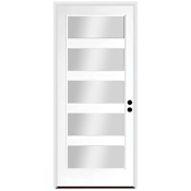 Trimlite 36" W x 80" H Clear 5-Lite Contemporary Left-Hand Inswing Exterior Prehung Entry Door with Black Hinges, 6-9/16" Door Jamb, and Bronze Sill Primed