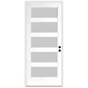 Trimlite 36" W x 80" H Etched 5-Lite Contemporary Left-Hand Inswing Exterior Prehung Entry Door with Oil Rubbed Bronze Hinges, 4-9/16" Door Jamb, and Mill Sill Primed