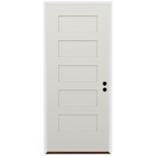 Trimlite 36" W x 80" H 5-Panel Contemporary Left-Hand Inswing Exterior Prehung Entry Door with Black Hinges, 4-9/16" Door Jamb, and Bronze Sill Primed
