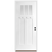 Trimlite 36" W x 80" H Clear 3-Lite 2-Panel Contemporary Left-Hand Inswing Exterior Prehung Entry Door with Black Hinges, 4-9/16" Door Jamb, and Bronze Sill Primed