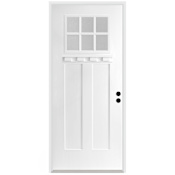 Trimlite 36" W x 80" H Clear 6-Lite 2-Panel Contemporary Left-Hand Inswing Exterior Prehung Entry Door with Satin Nickel Hinges, 4-9/16" Door Jamb, and Mill Sill Primed