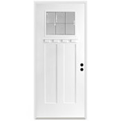 Trimlite 36" W x 80" H Patina 6-Lite 2-Panel Contemporary Left-Hand Inswing Exterior Prehung Entry Door with Satin Nickel Hinges, 6-9/16" Door Jamb, and Mill Sill Primed
