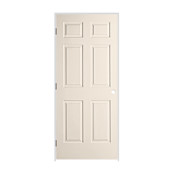 Trimlite 36" x 80" Primed 6-Panel Colonist Molded Hollow Core 7-1/4" Jamb Right Hand Prehung Door with Oil Rubbed Bronze Hinges Primed