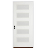 Trimlite 36"W x 80"H Etched 5 Lite Contemporary Right Handed Exterior Prehung Entry Door with Black Hinges, 6-9/16" Door Jamb, and Bronze Sill Primed